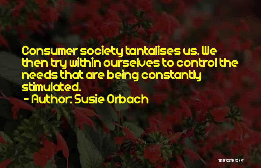 Susie Orbach Quotes: Consumer Society Tantalises Us. We Then Try Within Ourselves To Control The Needs That Are Being Constantly Stimulated.