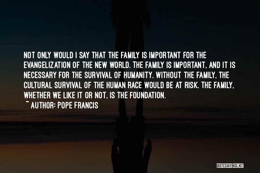 Pope Francis Quotes: Not Only Would I Say That The Family Is Important For The Evangelization Of The New World. The Family Is