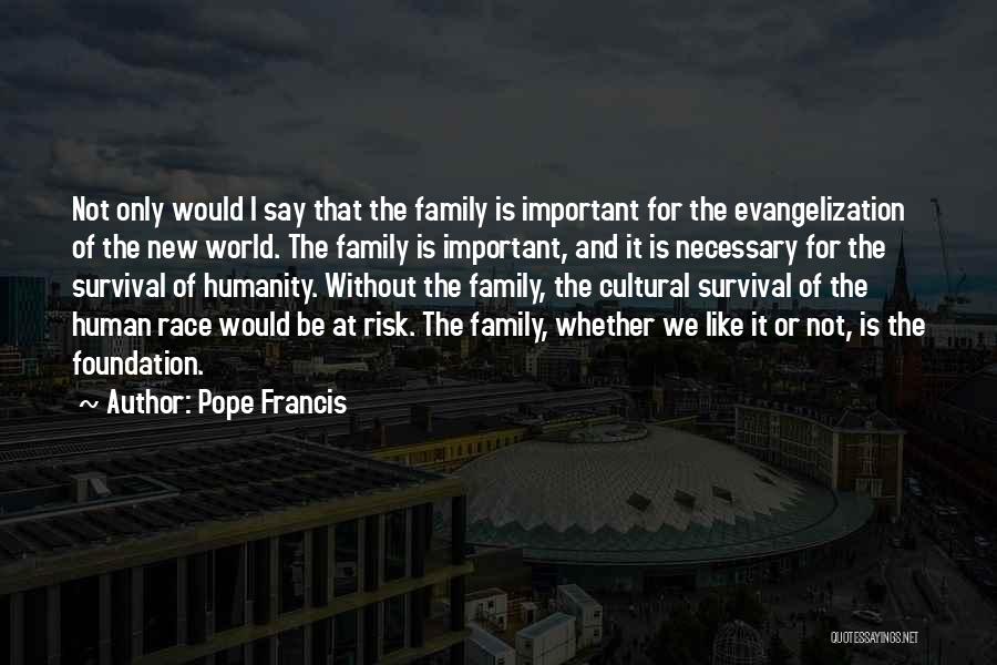 Pope Francis Quotes: Not Only Would I Say That The Family Is Important For The Evangelization Of The New World. The Family Is