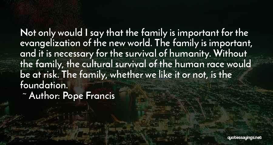 Pope Francis Quotes: Not Only Would I Say That The Family Is Important For The Evangelization Of The New World. The Family Is