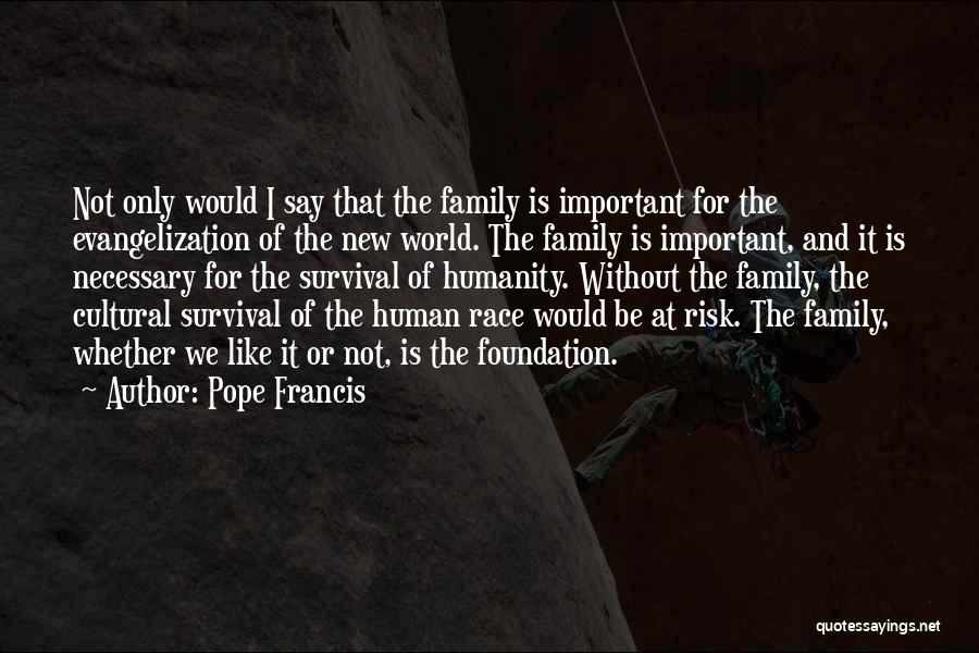 Pope Francis Quotes: Not Only Would I Say That The Family Is Important For The Evangelization Of The New World. The Family Is