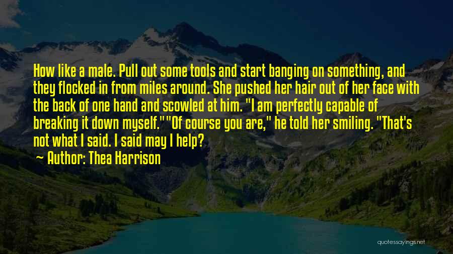 Thea Harrison Quotes: How Like A Male. Pull Out Some Tools And Start Banging On Something, And They Flocked In From Miles Around.