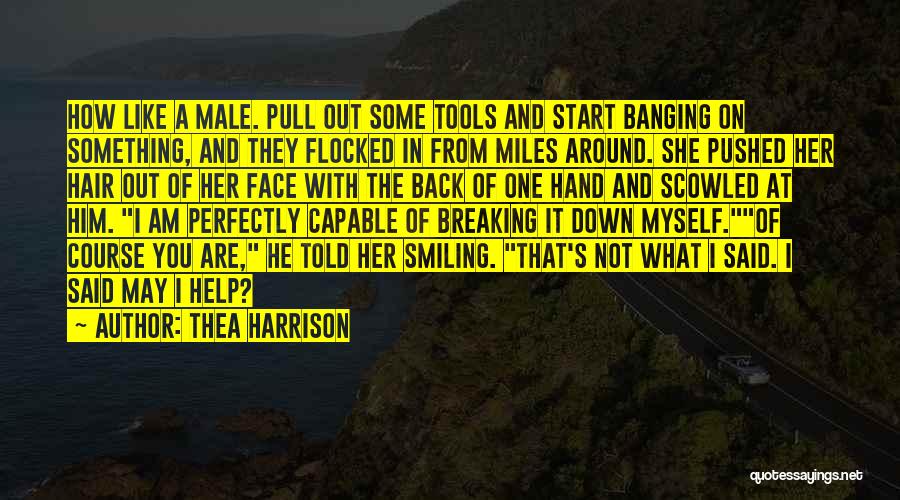 Thea Harrison Quotes: How Like A Male. Pull Out Some Tools And Start Banging On Something, And They Flocked In From Miles Around.