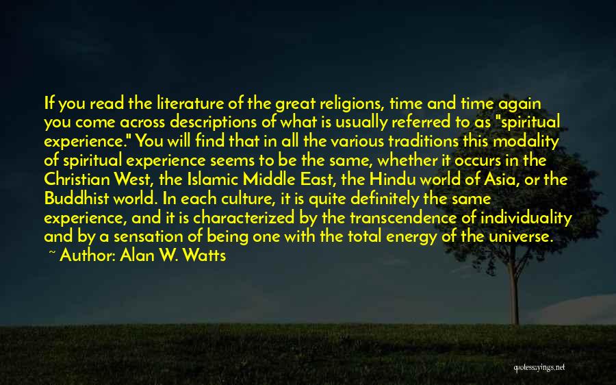 Alan W. Watts Quotes: If You Read The Literature Of The Great Religions, Time And Time Again You Come Across Descriptions Of What Is