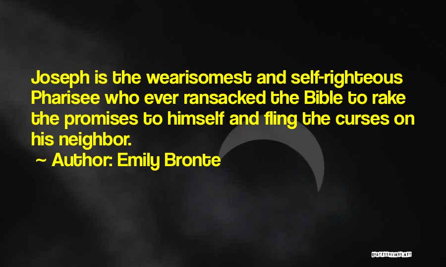 Emily Bronte Quotes: Joseph Is The Wearisomest And Self-righteous Pharisee Who Ever Ransacked The Bible To Rake The Promises To Himself And Fling