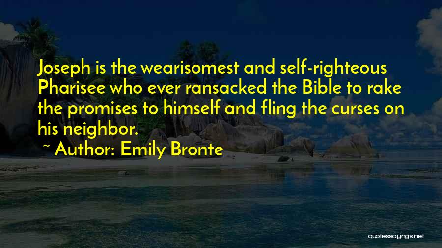 Emily Bronte Quotes: Joseph Is The Wearisomest And Self-righteous Pharisee Who Ever Ransacked The Bible To Rake The Promises To Himself And Fling