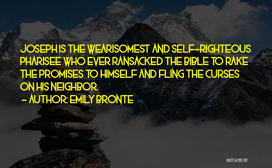 Emily Bronte Quotes: Joseph Is The Wearisomest And Self-righteous Pharisee Who Ever Ransacked The Bible To Rake The Promises To Himself And Fling