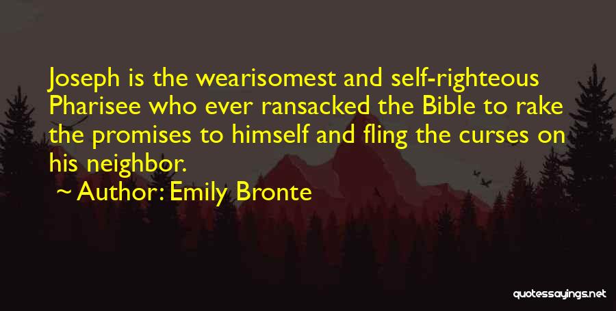 Emily Bronte Quotes: Joseph Is The Wearisomest And Self-righteous Pharisee Who Ever Ransacked The Bible To Rake The Promises To Himself And Fling