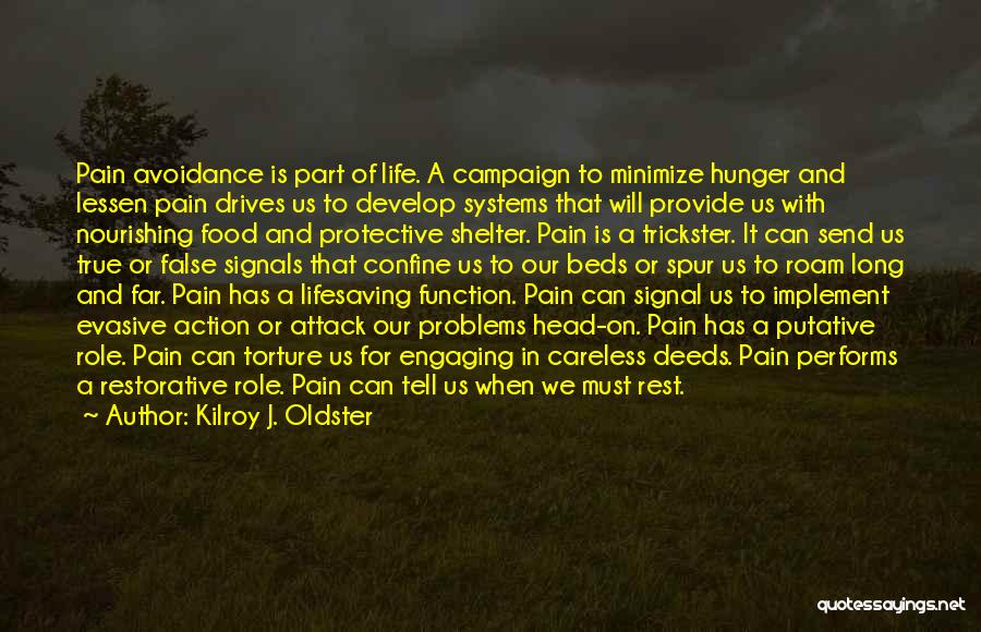 Kilroy J. Oldster Quotes: Pain Avoidance Is Part Of Life. A Campaign To Minimize Hunger And Lessen Pain Drives Us To Develop Systems That