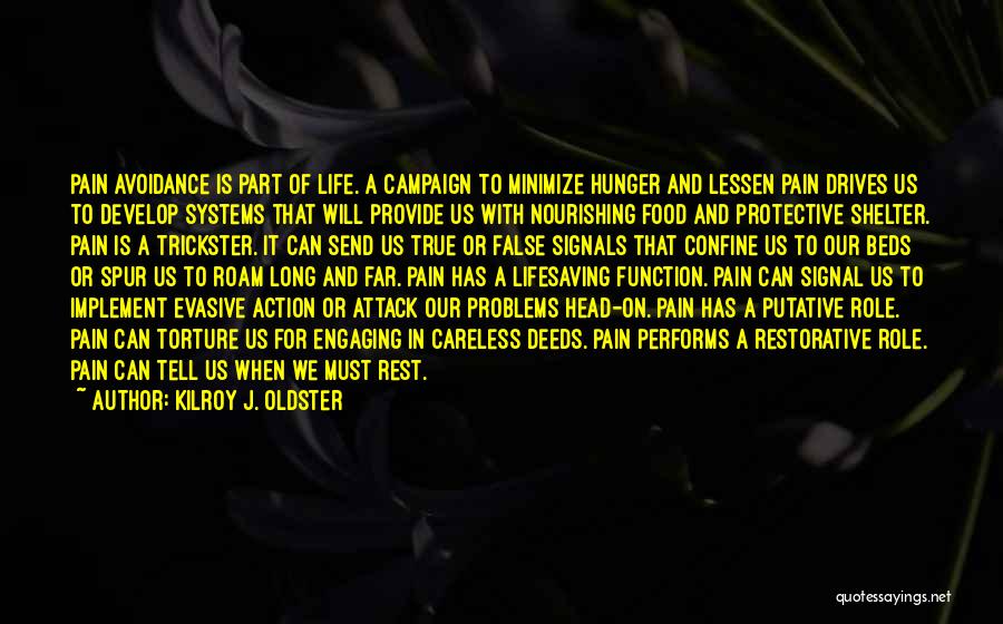 Kilroy J. Oldster Quotes: Pain Avoidance Is Part Of Life. A Campaign To Minimize Hunger And Lessen Pain Drives Us To Develop Systems That