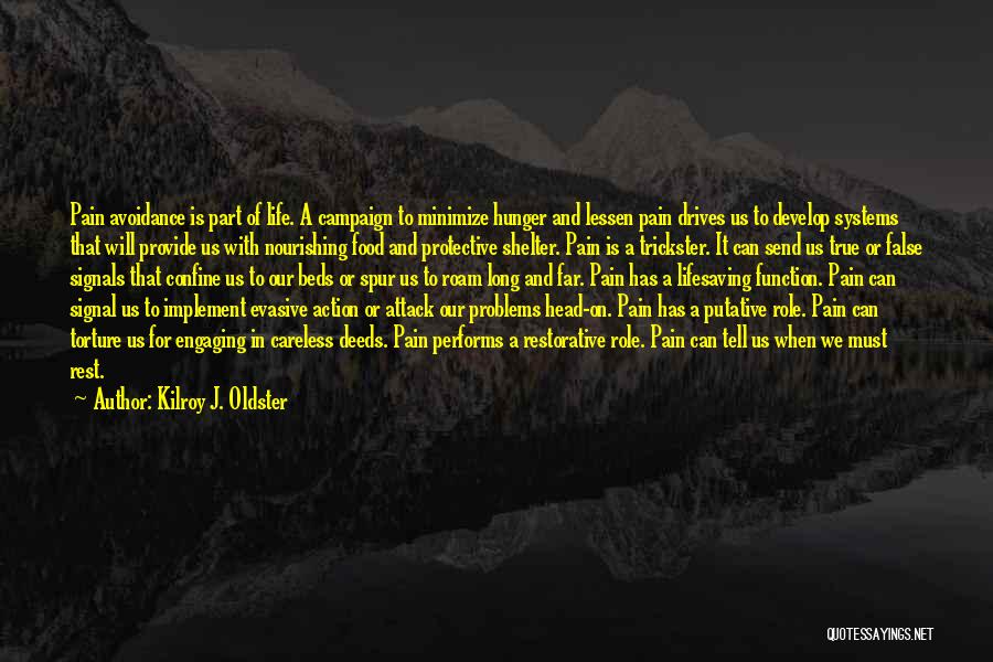 Kilroy J. Oldster Quotes: Pain Avoidance Is Part Of Life. A Campaign To Minimize Hunger And Lessen Pain Drives Us To Develop Systems That