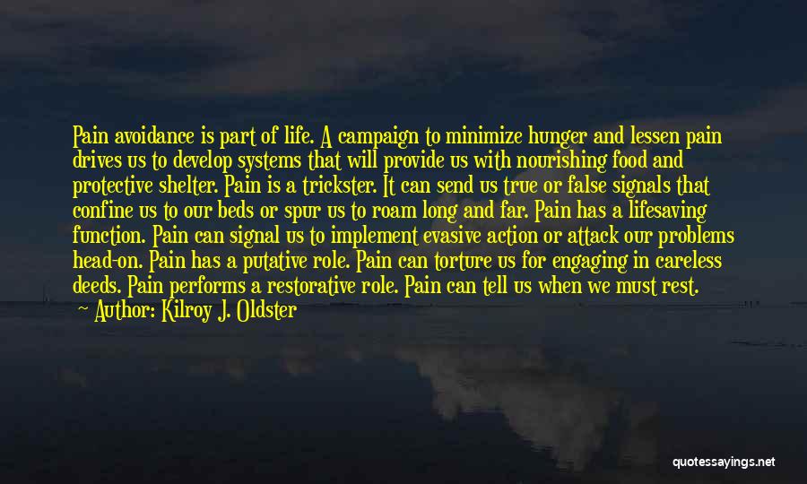 Kilroy J. Oldster Quotes: Pain Avoidance Is Part Of Life. A Campaign To Minimize Hunger And Lessen Pain Drives Us To Develop Systems That