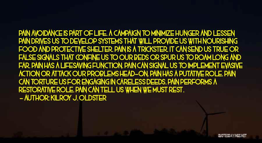 Kilroy J. Oldster Quotes: Pain Avoidance Is Part Of Life. A Campaign To Minimize Hunger And Lessen Pain Drives Us To Develop Systems That