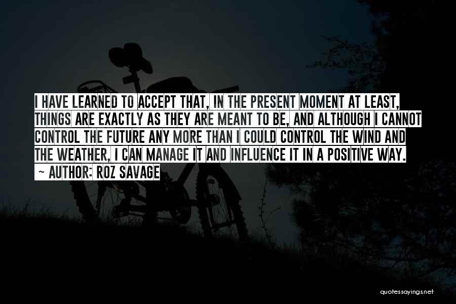 Roz Savage Quotes: I Have Learned To Accept That, In The Present Moment At Least, Things Are Exactly As They Are Meant To