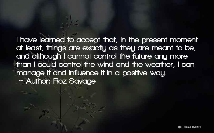 Roz Savage Quotes: I Have Learned To Accept That, In The Present Moment At Least, Things Are Exactly As They Are Meant To