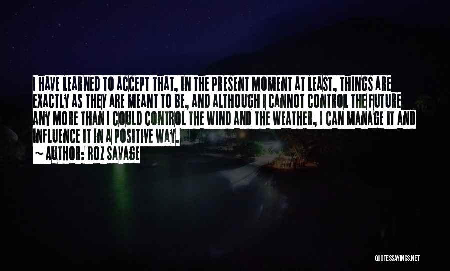 Roz Savage Quotes: I Have Learned To Accept That, In The Present Moment At Least, Things Are Exactly As They Are Meant To