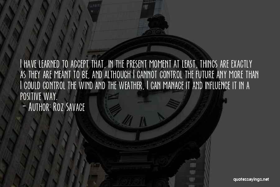Roz Savage Quotes: I Have Learned To Accept That, In The Present Moment At Least, Things Are Exactly As They Are Meant To