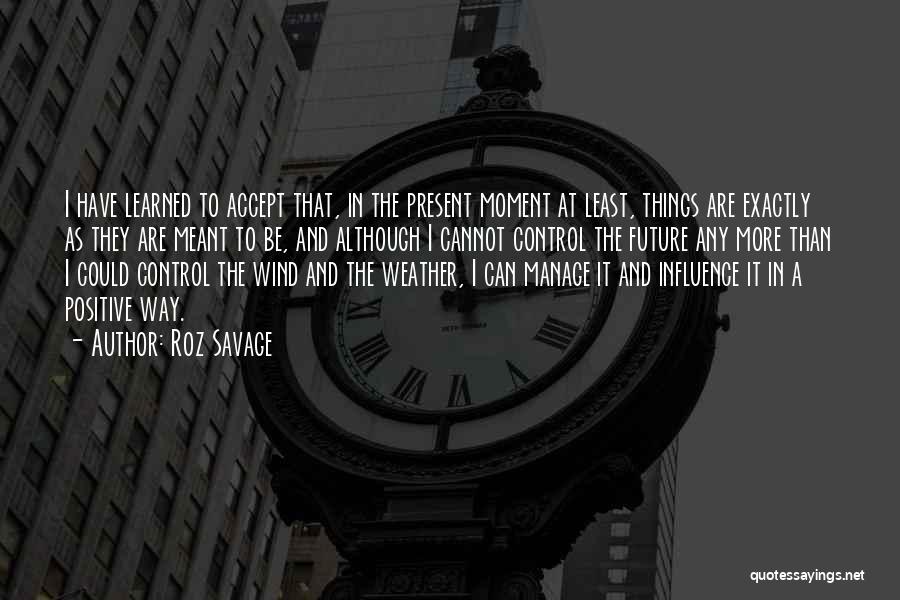 Roz Savage Quotes: I Have Learned To Accept That, In The Present Moment At Least, Things Are Exactly As They Are Meant To