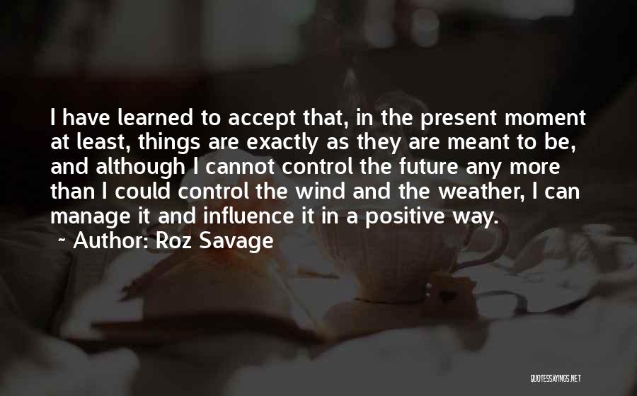 Roz Savage Quotes: I Have Learned To Accept That, In The Present Moment At Least, Things Are Exactly As They Are Meant To