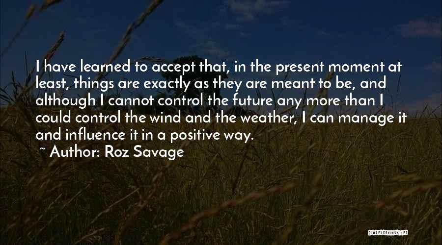 Roz Savage Quotes: I Have Learned To Accept That, In The Present Moment At Least, Things Are Exactly As They Are Meant To