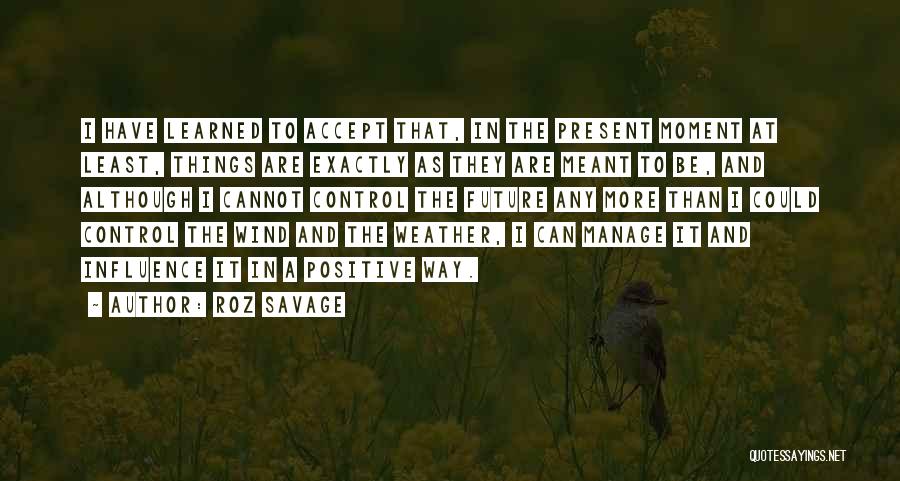 Roz Savage Quotes: I Have Learned To Accept That, In The Present Moment At Least, Things Are Exactly As They Are Meant To