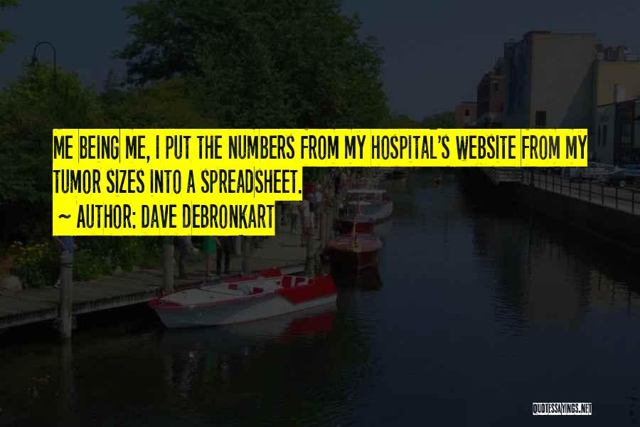 Dave DeBronkart Quotes: Me Being Me, I Put The Numbers From My Hospital's Website From My Tumor Sizes Into A Spreadsheet.