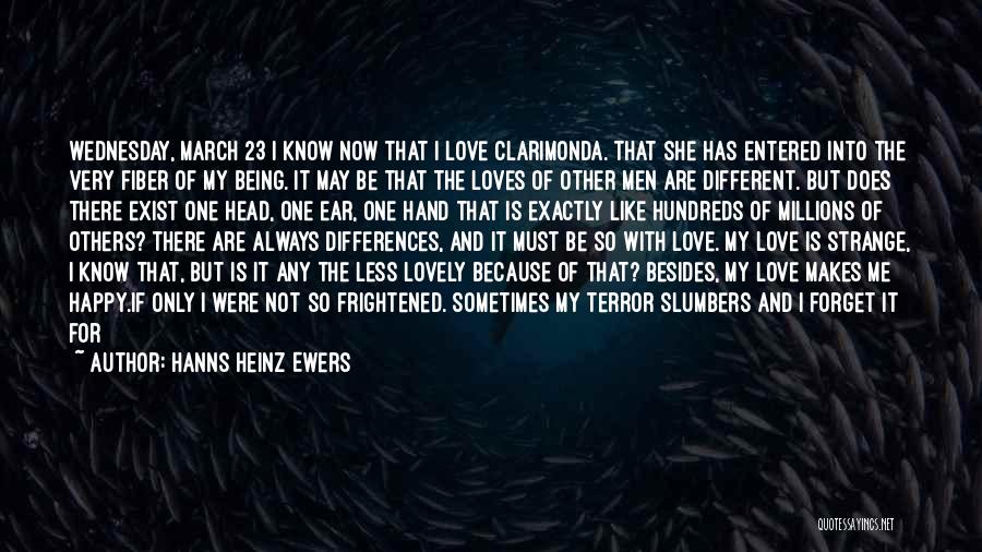 Hanns Heinz Ewers Quotes: Wednesday, March 23 I Know Now That I Love Clarimonda. That She Has Entered Into The Very Fiber Of My