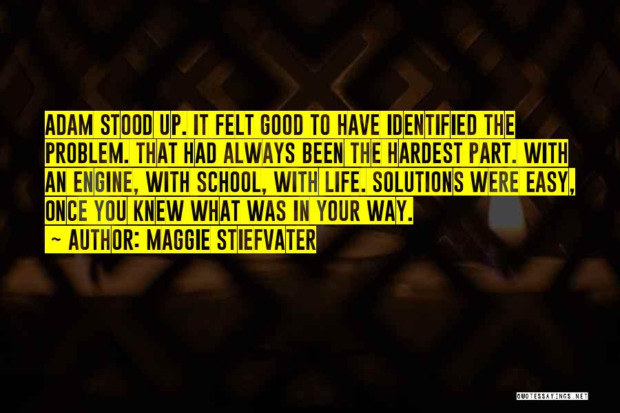 Maggie Stiefvater Quotes: Adam Stood Up. It Felt Good To Have Identified The Problem. That Had Always Been The Hardest Part. With An