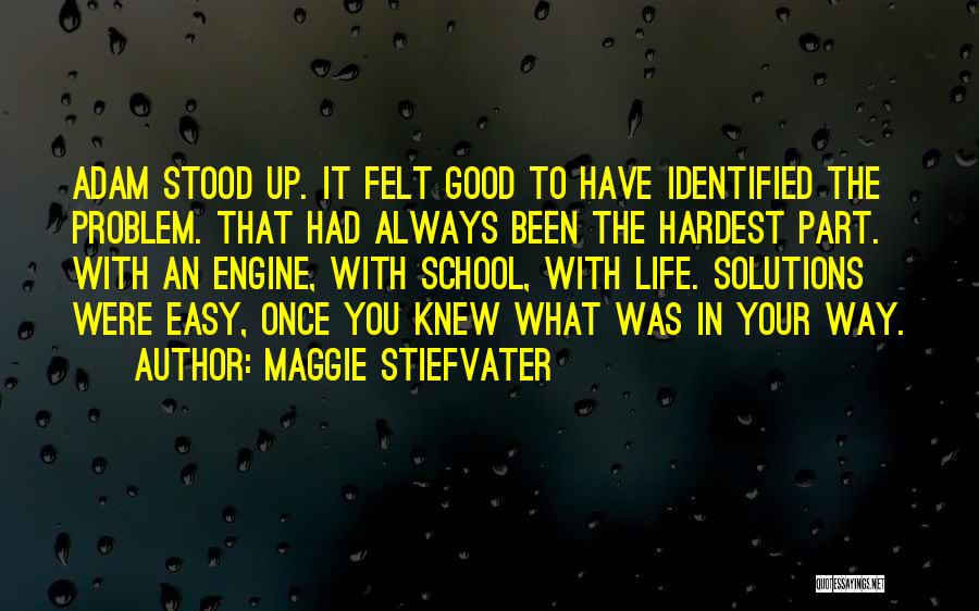 Maggie Stiefvater Quotes: Adam Stood Up. It Felt Good To Have Identified The Problem. That Had Always Been The Hardest Part. With An