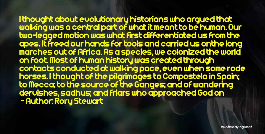 Rory Stewart Quotes: I Thought About Evolutionary Historians Who Argued That Walking Was A Central Part Of What It Meant To Be Human.