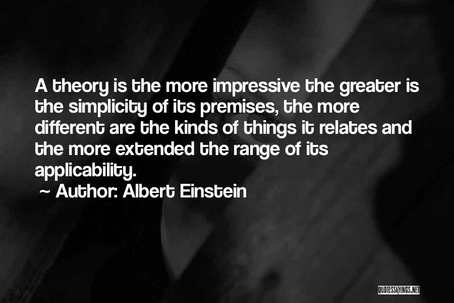 Albert Einstein Quotes: A Theory Is The More Impressive The Greater Is The Simplicity Of Its Premises, The More Different Are The Kinds