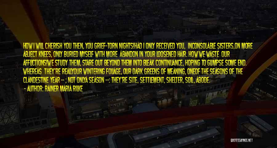 Rainer Maria Rilke Quotes: How I Will Cherish You Then, You Grief-torn Nights!had I Only Received You, Inconsolable Sisters,on More Abject Knees, Only Buried