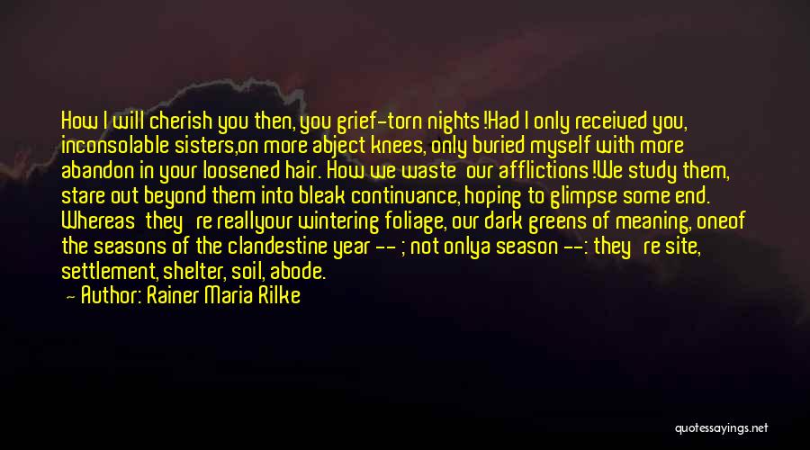 Rainer Maria Rilke Quotes: How I Will Cherish You Then, You Grief-torn Nights!had I Only Received You, Inconsolable Sisters,on More Abject Knees, Only Buried