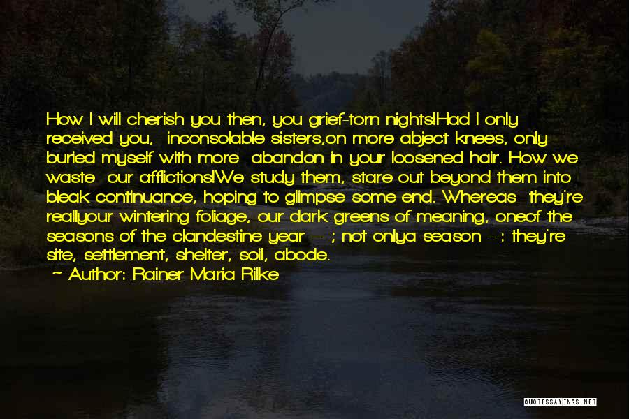 Rainer Maria Rilke Quotes: How I Will Cherish You Then, You Grief-torn Nights!had I Only Received You, Inconsolable Sisters,on More Abject Knees, Only Buried
