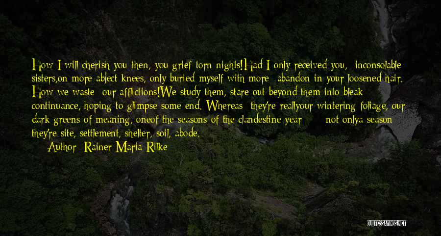 Rainer Maria Rilke Quotes: How I Will Cherish You Then, You Grief-torn Nights!had I Only Received You, Inconsolable Sisters,on More Abject Knees, Only Buried