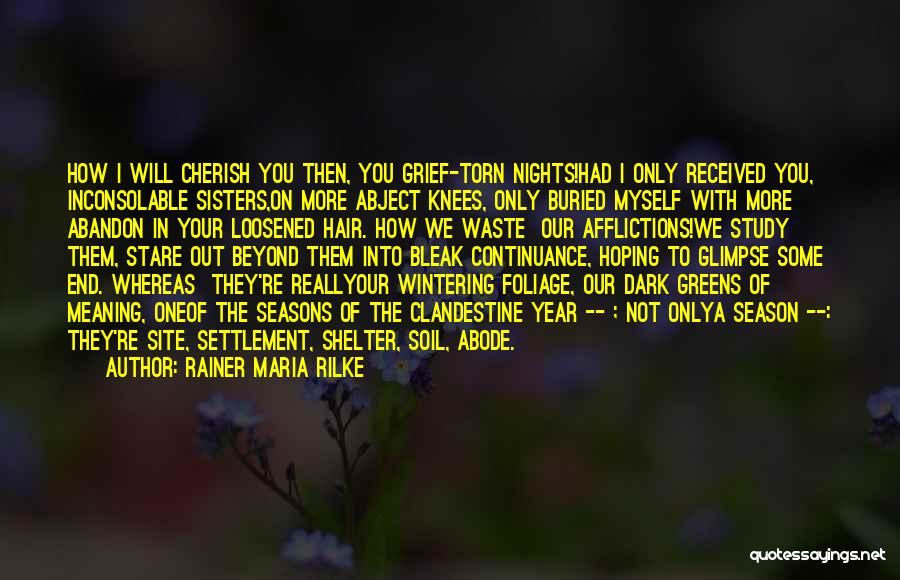 Rainer Maria Rilke Quotes: How I Will Cherish You Then, You Grief-torn Nights!had I Only Received You, Inconsolable Sisters,on More Abject Knees, Only Buried