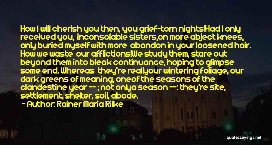 Rainer Maria Rilke Quotes: How I Will Cherish You Then, You Grief-torn Nights!had I Only Received You, Inconsolable Sisters,on More Abject Knees, Only Buried