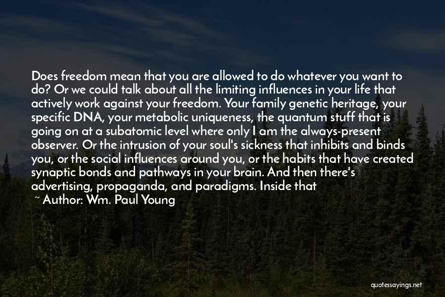 Wm. Paul Young Quotes: Does Freedom Mean That You Are Allowed To Do Whatever You Want To Do? Or We Could Talk About All