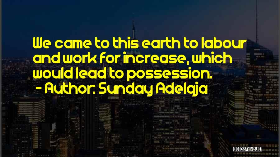 Sunday Adelaja Quotes: We Came To This Earth To Labour And Work For Increase, Which Would Lead To Possession.