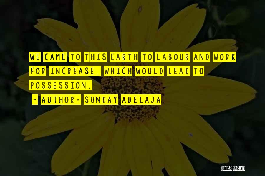 Sunday Adelaja Quotes: We Came To This Earth To Labour And Work For Increase, Which Would Lead To Possession.