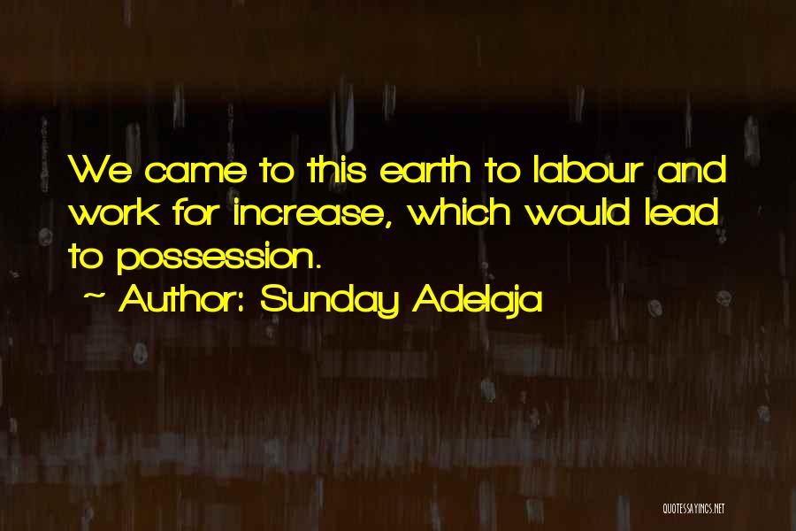 Sunday Adelaja Quotes: We Came To This Earth To Labour And Work For Increase, Which Would Lead To Possession.