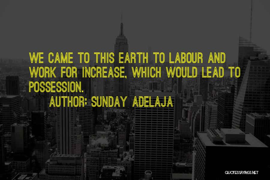 Sunday Adelaja Quotes: We Came To This Earth To Labour And Work For Increase, Which Would Lead To Possession.