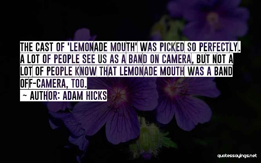 Adam Hicks Quotes: The Cast Of 'lemonade Mouth' Was Picked So Perfectly. A Lot Of People See Us As A Band On Camera,