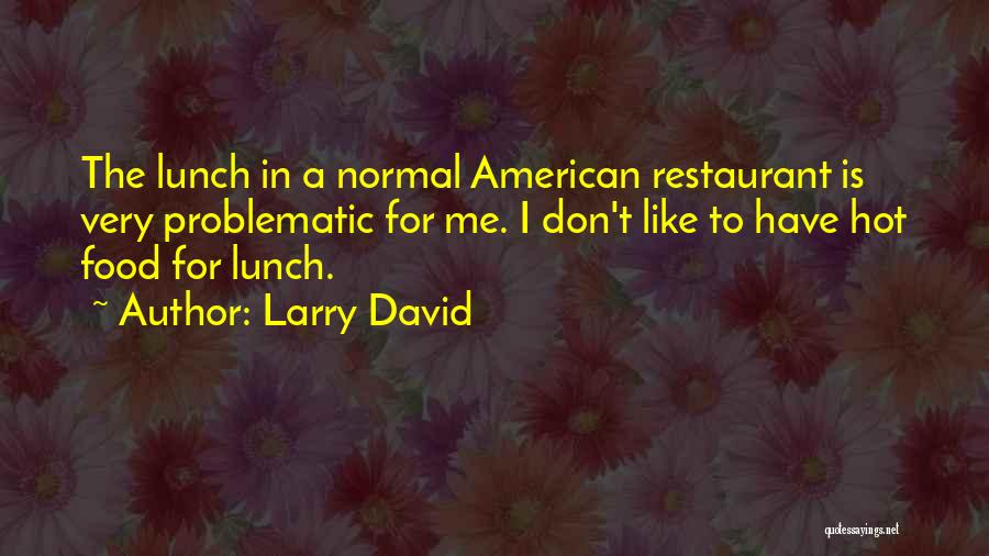Larry David Quotes: The Lunch In A Normal American Restaurant Is Very Problematic For Me. I Don't Like To Have Hot Food For