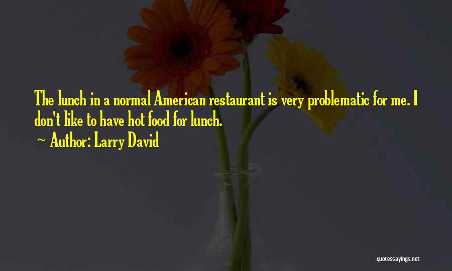 Larry David Quotes: The Lunch In A Normal American Restaurant Is Very Problematic For Me. I Don't Like To Have Hot Food For