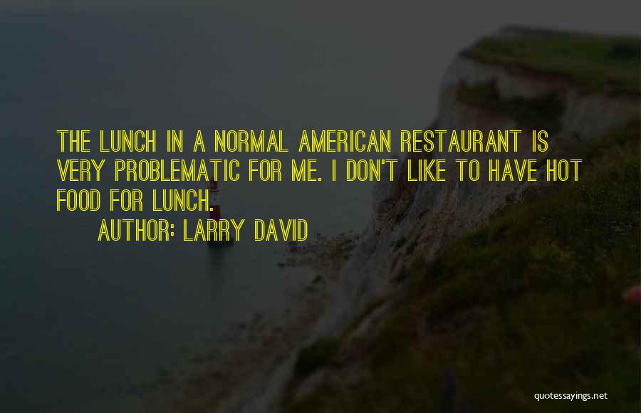 Larry David Quotes: The Lunch In A Normal American Restaurant Is Very Problematic For Me. I Don't Like To Have Hot Food For