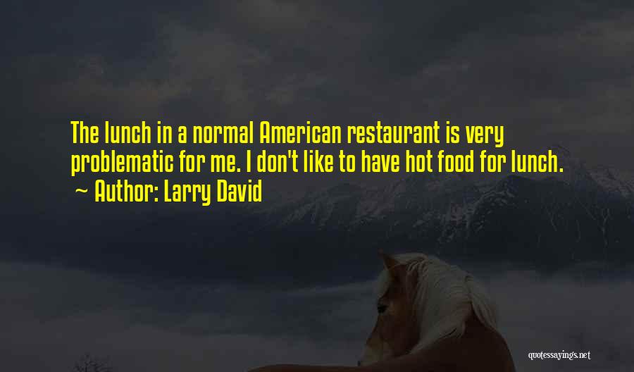 Larry David Quotes: The Lunch In A Normal American Restaurant Is Very Problematic For Me. I Don't Like To Have Hot Food For