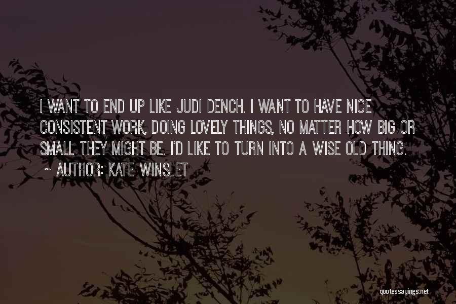 Kate Winslet Quotes: I Want To End Up Like Judi Dench. I Want To Have Nice Consistent Work, Doing Lovely Things, No Matter