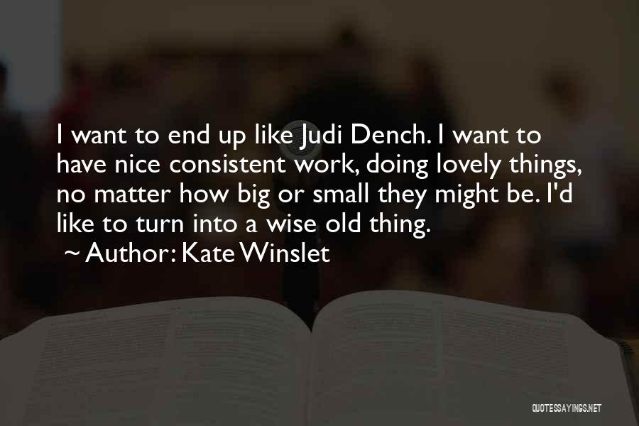 Kate Winslet Quotes: I Want To End Up Like Judi Dench. I Want To Have Nice Consistent Work, Doing Lovely Things, No Matter