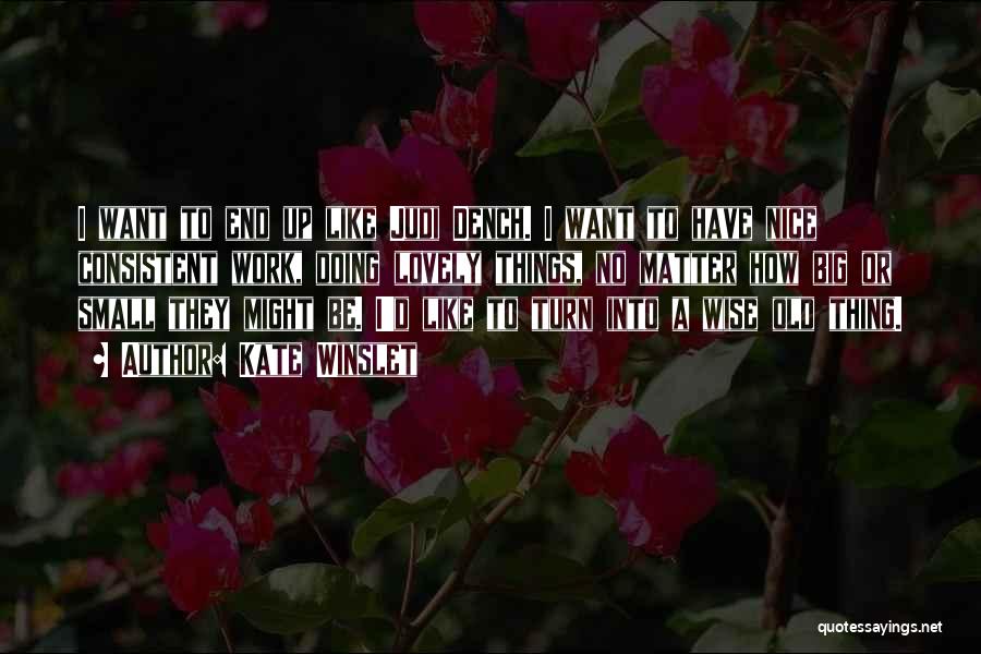 Kate Winslet Quotes: I Want To End Up Like Judi Dench. I Want To Have Nice Consistent Work, Doing Lovely Things, No Matter